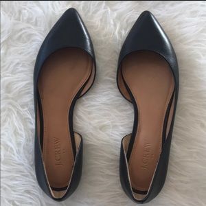 J.Crew Leather D’Orsay Black Pointed Flat